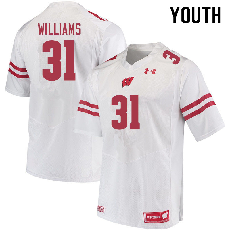 Youth #31 Amaun Williams Wisconsin Badgers College Football Jerseys Sale-White - Click Image to Close